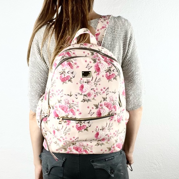CALL IT SPRING |🌹🦋Roses Butterflies Print Multi-Pocket Adjustable Backpack Bag - Picture 5 of 14